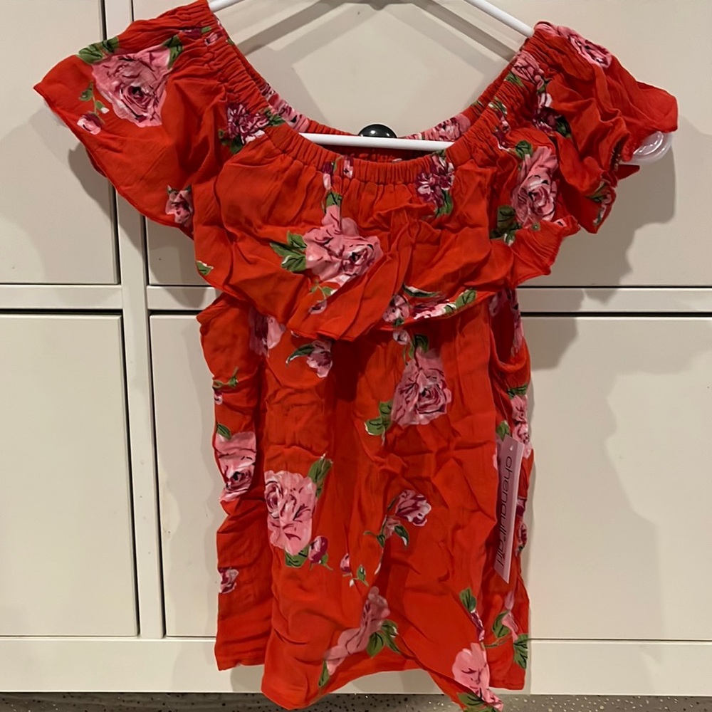Girls red size 12 off the shoulder top.
